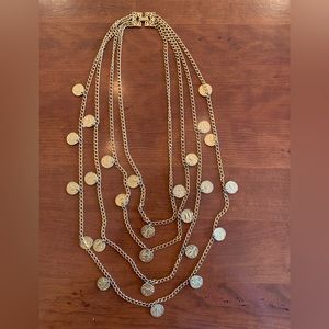 Goldette NY Vintage Layered 4-strand coin charm necklace by Goldette